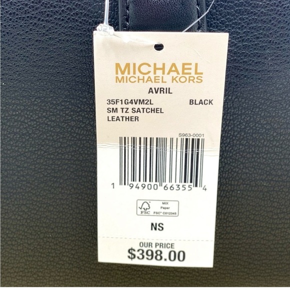 Michael Kors Avril Small Leather Top-Zip Satchel Crossbody Black - Picture 9 of 10